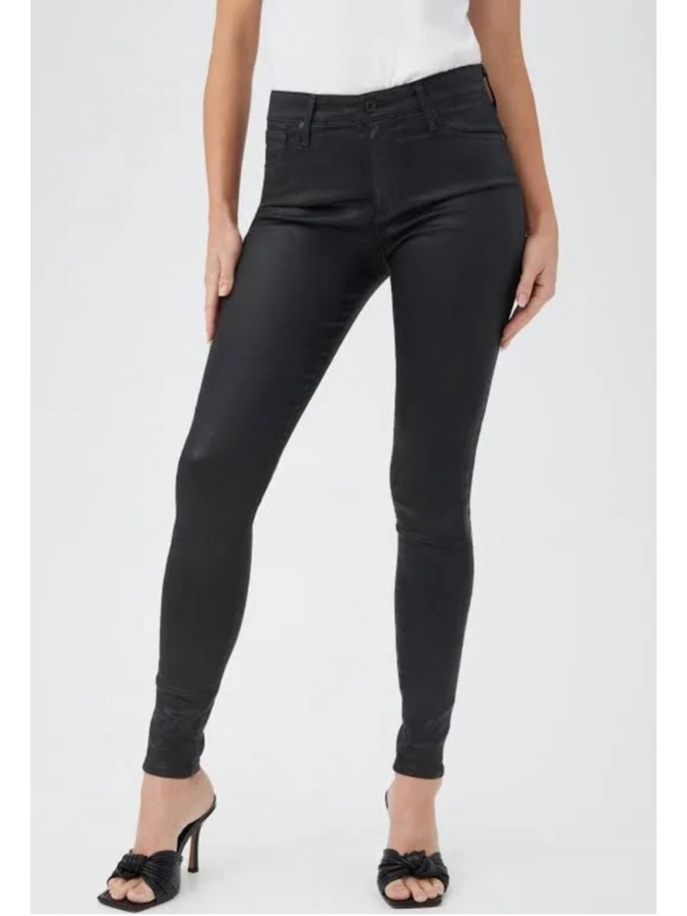 AG Adriano Goldschmied "The Farrah Skinny" coated black jeans Size 27R